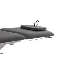 Gray headrest cushion for the Kinefis Quality Perimetral two-section electric stretcher